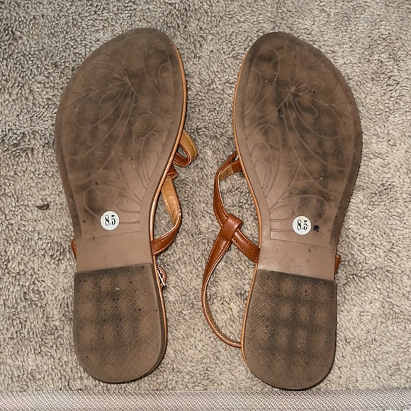 Cazuer Ring T-Strap Open Toe Bohemian Adjustable Ankle Buckle Thong Flip Flops - Picture 4 of 5